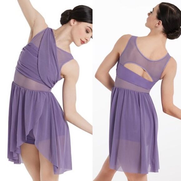 WEISSMAN Balera Dance Costume lavender purple MESH WRAP DRESS D8423 Adult MA - Picture 1 of 12